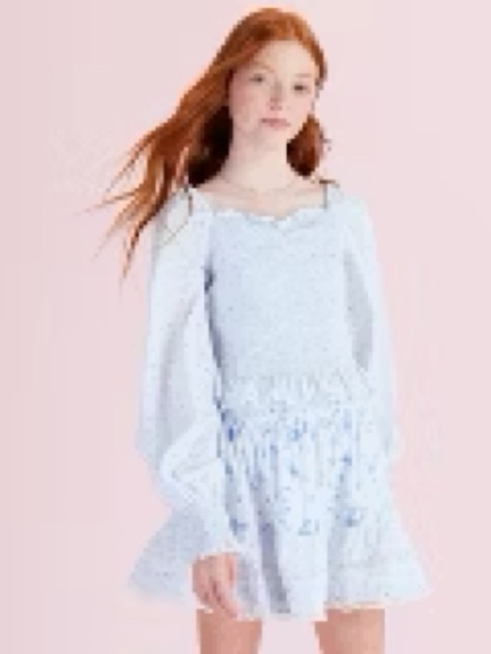 LoveShackFancy Blue 12 - Long-Sleeve Smocked Top new